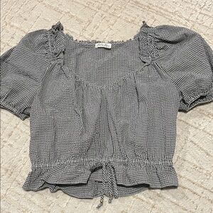LoveShackFancy Women's Black and White Gingham Top size S